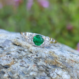 Platinum Emerald & Diamond estate Art Deco vintage antique ring