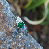 Platinum Emerald & Diamond estate Art Deco vintage antique ring