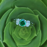 Platinum Emerald & Diamond estate Art Deco vintage antique ring