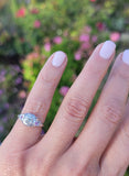 18k white gold diamond & pink sapphire heart c.1920's filigree Ring