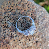 18k white gold diamond & pink sapphire heart c.1920's filigree Ring