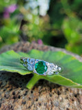 Platinum Emerald & Diamond estate Art Deco vintage antique ring