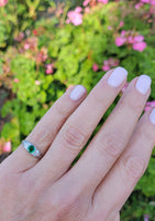 Platinum Emerald & Diamond estate Art Deco vintage antique ring