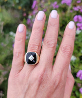 10k gold vintage Deco Black ONYX & diamond Ring