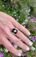 10k gold vintage Deco Black ONYX & diamond Ring