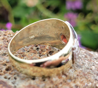 14k gold two tone vintage garnet Masonic Freemason Ring