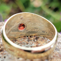 14k gold two tone vintage garnet Masonic Freemason Ring