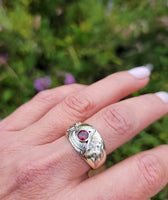 14k gold two tone vintage garnet Masonic Freemason Ring