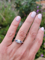 14k white gold sapphire & diamond estate ring