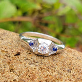 14k white gold sapphire & diamond estate ring