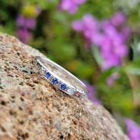 18k white gold sapphire & diamond estate band
