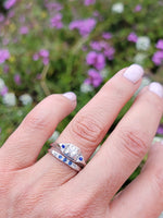 18k white gold sapphire & diamond estate band