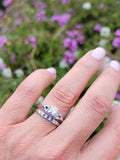 14k white gold sapphire & diamond estate ring