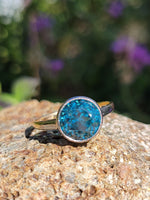 18ct gold two tone blue Zircon bezel estate ring
