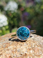 18ct gold two tone blue Zircon bezel estate ring