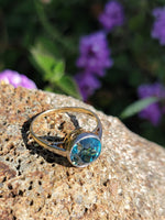 18ct gold two tone blue Zircon bezel estate ring
