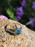 18ct gold two tone blue Zircon bezel estate ring