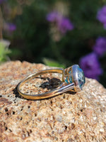 18ct gold two tone blue Zircon bezel estate ring