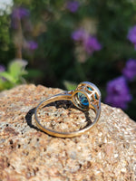 18ct gold two tone blue Zircon bezel estate ring