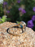 18ct gold two tone blue Zircon bezel estate ring