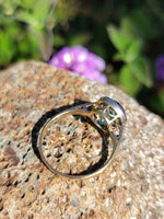 18ct gold two tone blue Zircon bezel estate ring