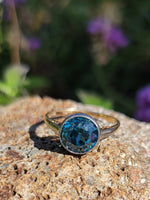 18ct gold two tone blue Zircon bezel estate ring