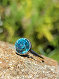 18ct gold two tone blue Zircon bezel estate ring