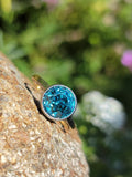 18ct gold two tone blue Zircon bezel estate ring