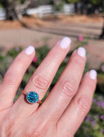 18ct gold two tone blue Zircon bezel estate ring
