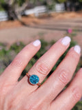 18ct gold two tone blue Zircon bezel estate ring