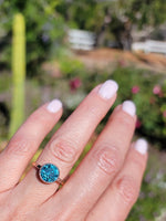 18ct gold two tone blue Zircon bezel estate ring