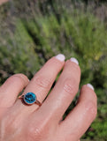 18ct gold two tone blue Zircon bezel estate ring