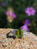 platinum vintage Peridot & Diamond Ring
