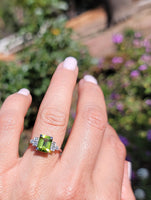platinum vintage Peridot & Diamond Ring