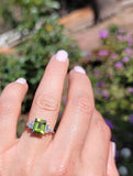 platinum vintage Peridot & Diamond Ring
