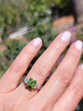 platinum vintage Peridot & Diamond Ring
