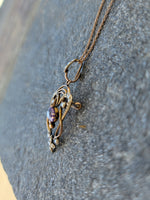 9ct gold Victorian amethyst & seed pearl necklace pendant lavaliere pin