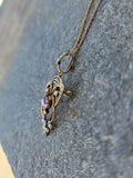 9ct gold Victorian amethyst & seed pearl necklace pendant lavaliere pin