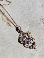 9ct gold Victorian amethyst & seed pearl necklace pendant lavaliere pin