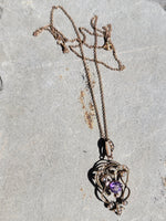 9ct gold Victorian amethyst & seed pearl necklace pendant lavaliere pin