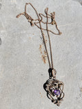 9ct gold Victorian amethyst & seed pearl necklace pendant lavaliere pin