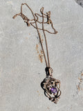 9ct gold Victorian amethyst & seed pearl necklace pendant lavaliere pin