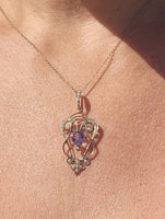 9ct gold Victorian amethyst & seed pearl necklace pendant lavaliere pin