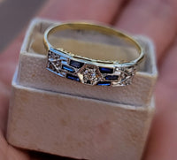 platinum & 18k gold two tone Deco estate Sapphire & Diamond Ring Band