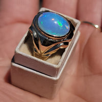 10k yellow gold opal estate ring