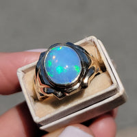 10k yellow gold opal estate ring
