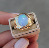 10k yellow gold opal estate ring