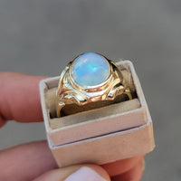 10k yellow gold opal estate ring