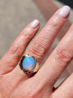 10k yellow gold opal estate ring