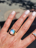 10k yellow gold opal estate ring